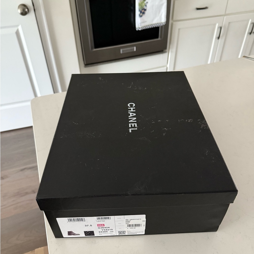 CHANEL Black Leather Boots with Gold Accents - Picture 11 of 12